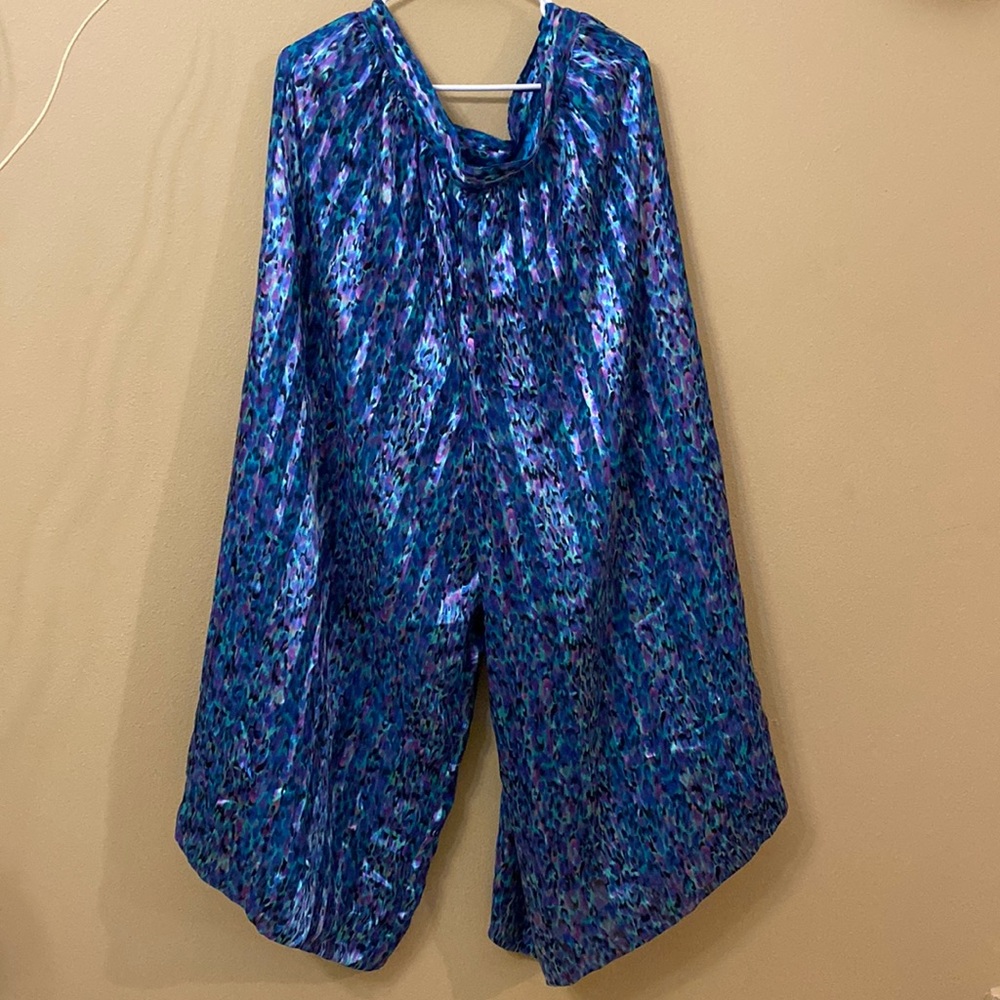 80’s blue and purple, wide leg pants. Size 2XL